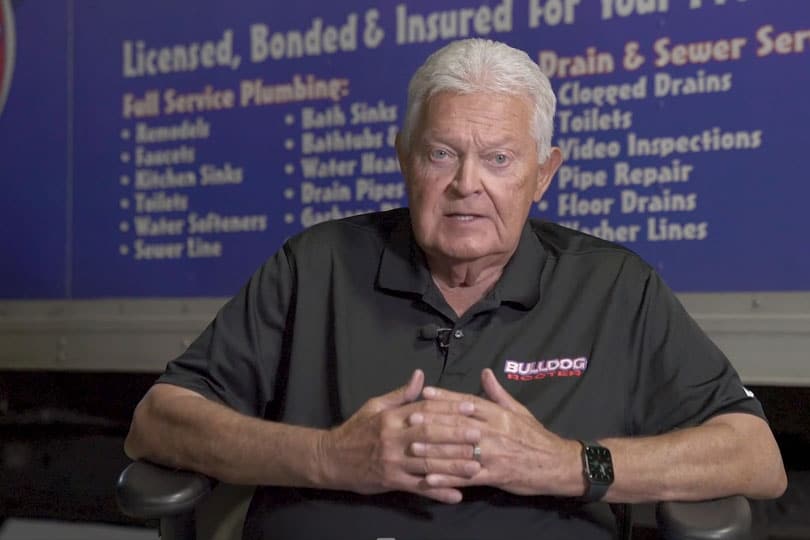 Rick from Bulldog Rooter speaking to camera
