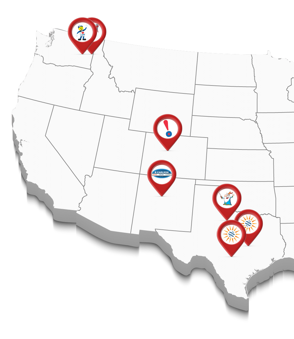 A map of the United States showing where our partner companies are located.